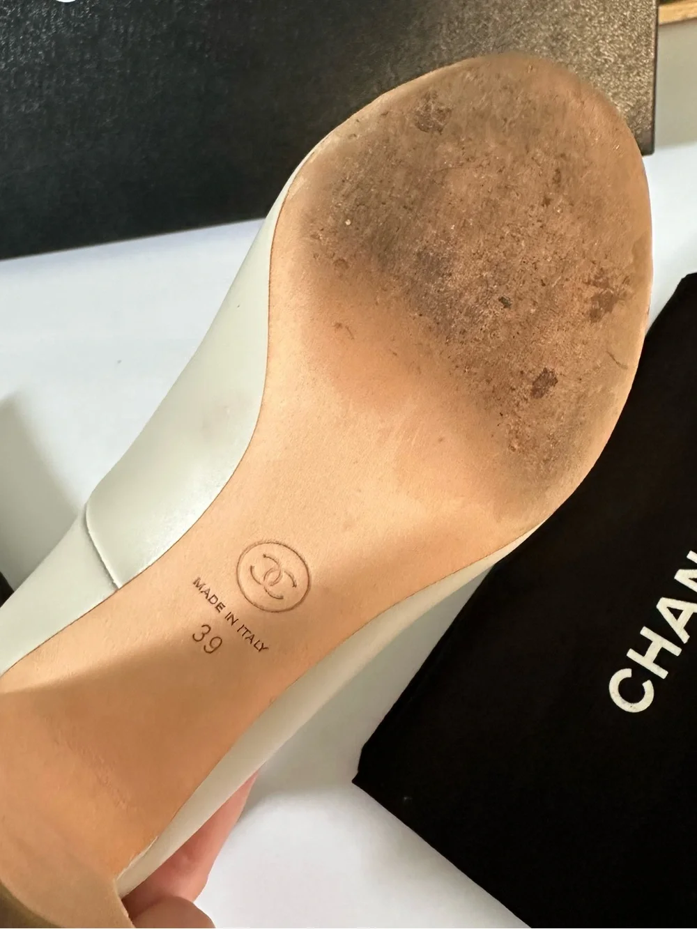 CHANEL Women's Peep-Toe Pumps with Chain Detail